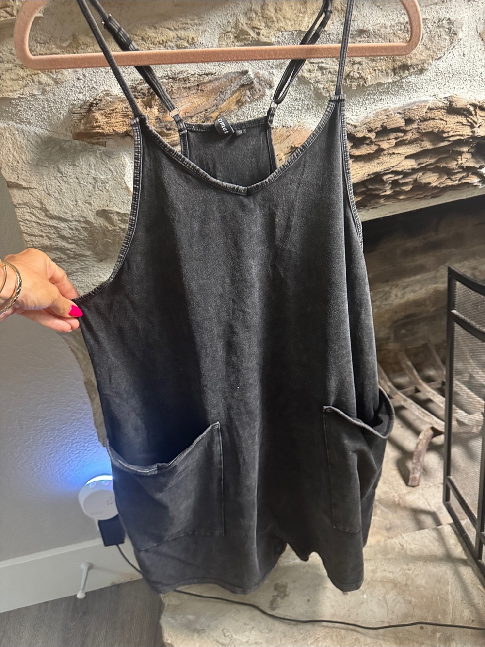 Automet Washed Black Sleeveless shorts romper